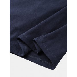 Mens Solid Color High Neck Plain Basics Long Sleeve T-Shirts