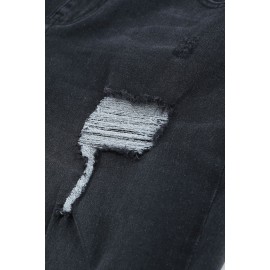 Black Distressed Low-rise Men's Denim Shorts