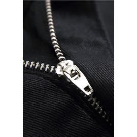 Black Letter Printed Buttoned Straight Leg Men's Jeans