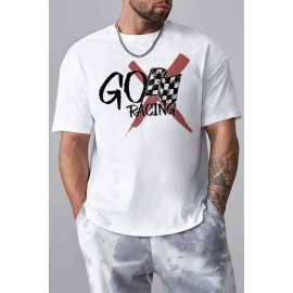 White Go Racing Mens Graphic T Shirt