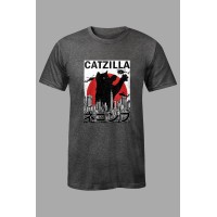 Gray Catzilla Cat Graphic Print Short Sleeve Men's T Shirt