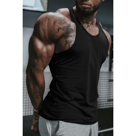 Black Solid Racerback Sleeveless Men's Fitness Vest