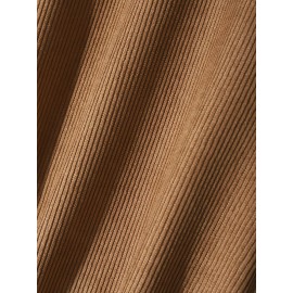 Mens Corduroy Contrast Collar Button Up Long Sleeve Shirts