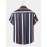 Mens Vertical Striped Button Up Casual Short Sleeve Shirts