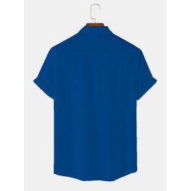 Mens Striped World Soccer Print Patchwork Short Sleeve Shirts