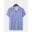Mens Checkered Plaid Revere Collar Street Short Sleeve Shirts