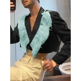 Men Feather Fringe Crop Shirt