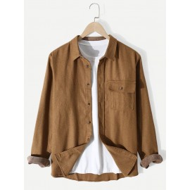 Mens Flannel Solid Button Up Pocket Basics Long Sleeve Shirts