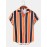 Mens Holiday Wide Striped Button Up Short Sleeve Shirts